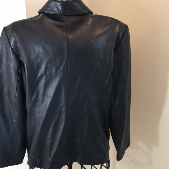 Preston & York Black Lamb Skin Leather Jacket with Zipper & Size Pockets Size L - Picture 5 of 8